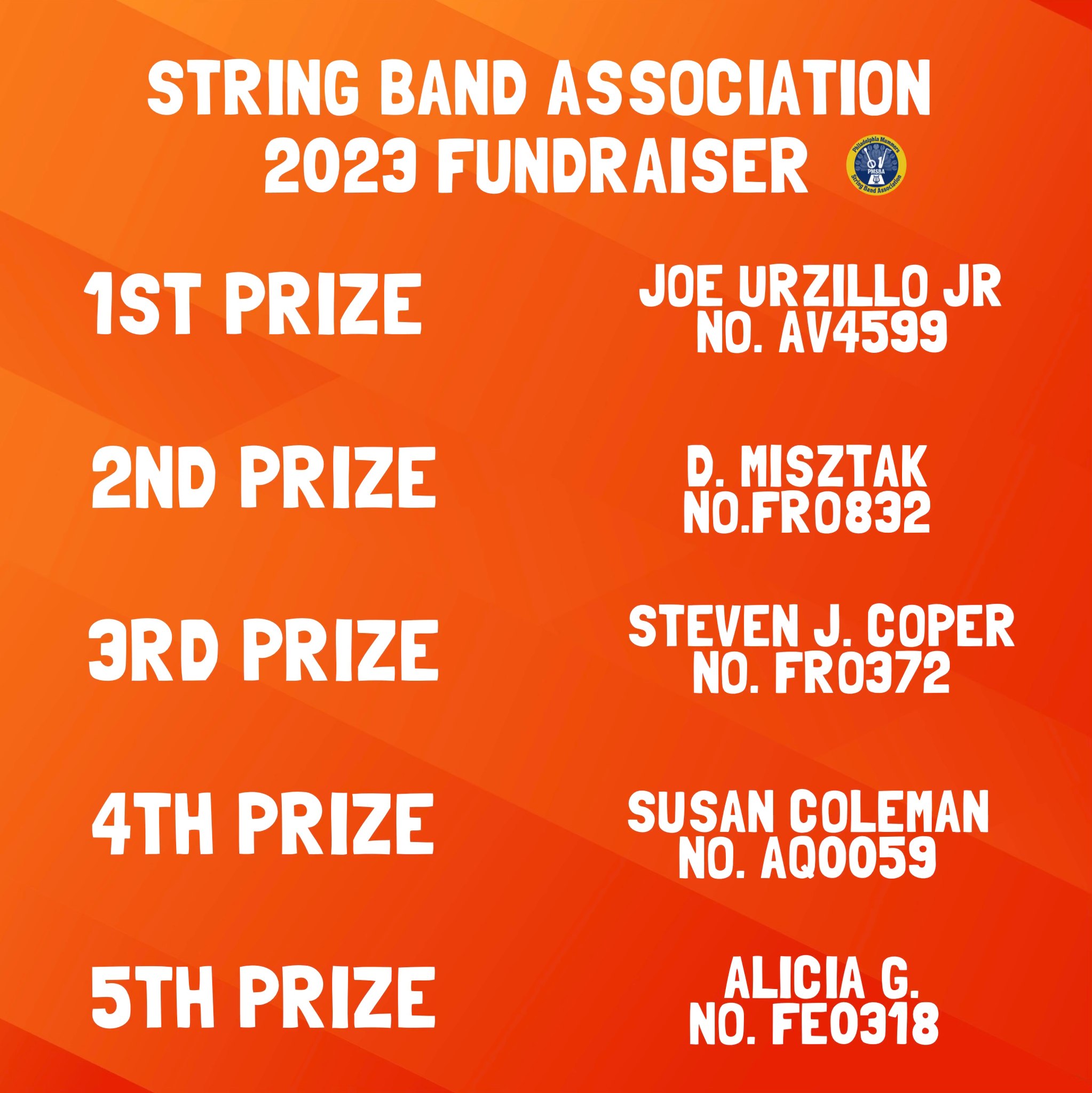 String Band Association 2023 Fundraiser Winners Philadelphia Mummers